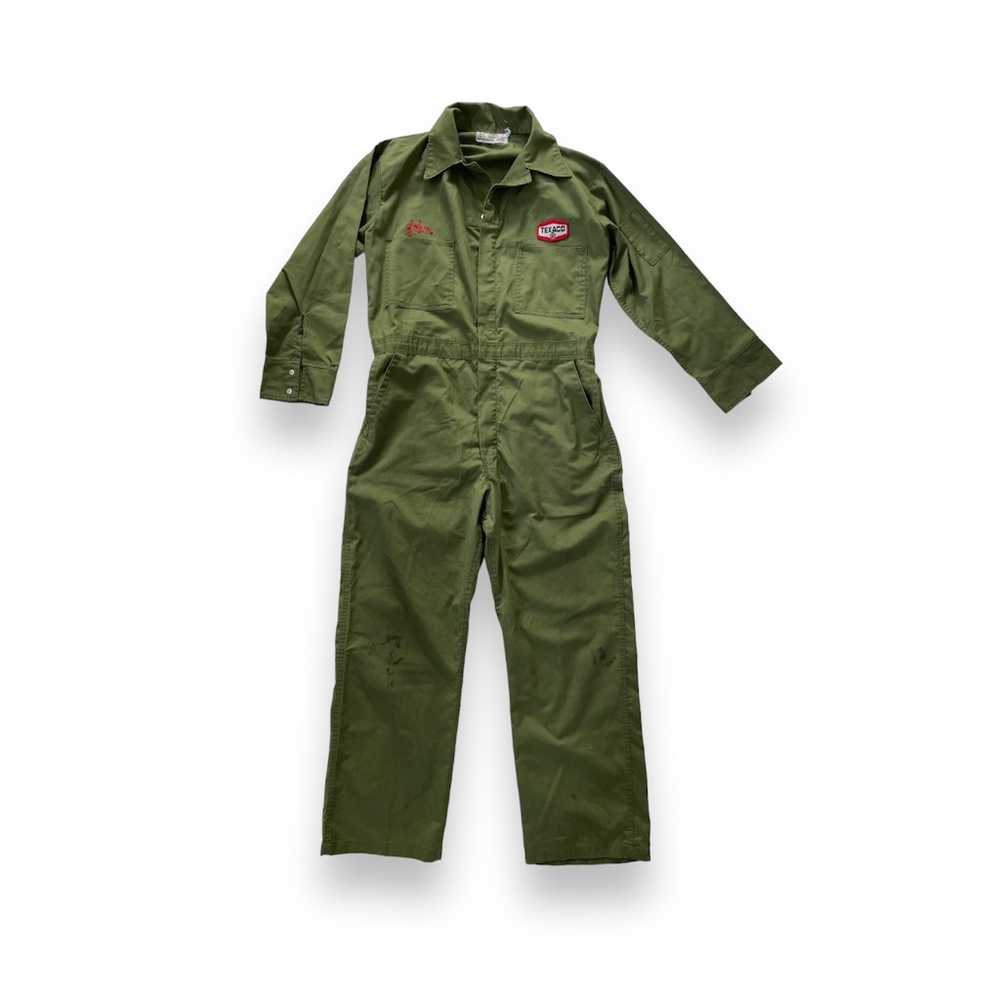 SOLD Vintage 1950s Texaco Oil Gas Station Mechanic Coveralls Chainstitch - Picture 8 of 11